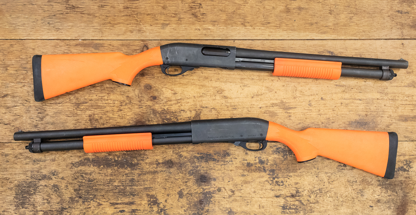 Remington 870 Tactical 12 Gauge Police Trade In Shotguns With Orange Stock Sportsmans Outdoor 5532